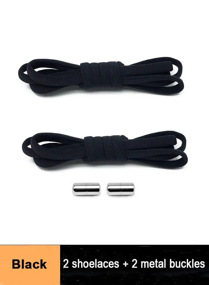 1Pairs No Tie Shoe Laces Tieless Elastic Shoe Laces with Shoelaces Lock Connector, No Tie Shoelaces Black