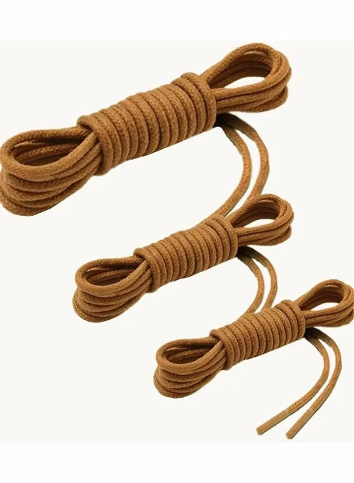 3 Pairs Round Waxed Replacement Shoelaces for Oxford Shoes Boots Sports Shoes Leather Shoes(Yellowish brown)