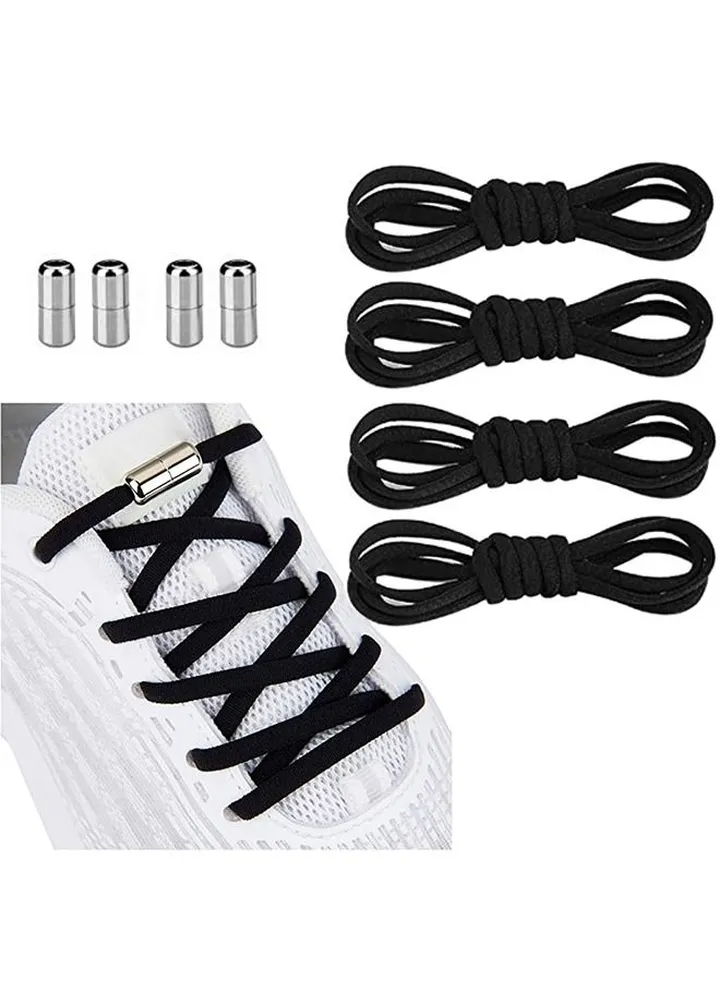 2 Pairs Elastic No Tie Shoe Laces Black