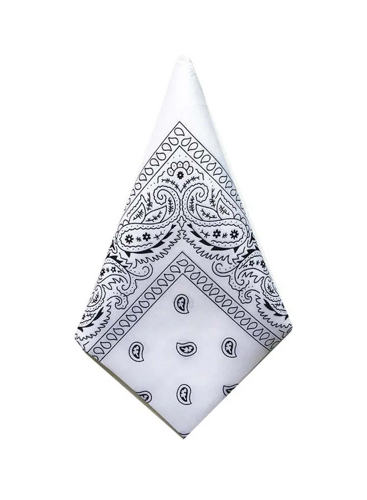 Vintage Style Printed Head Scarf White