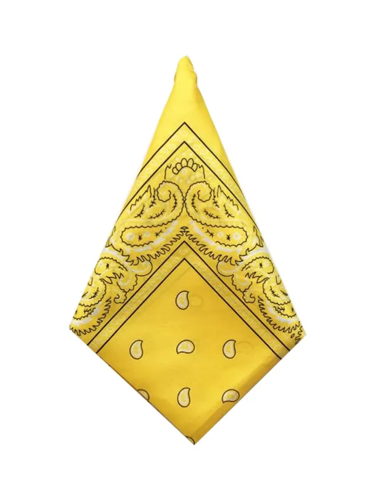Vintage Style Printed Head Scarf Yellow
