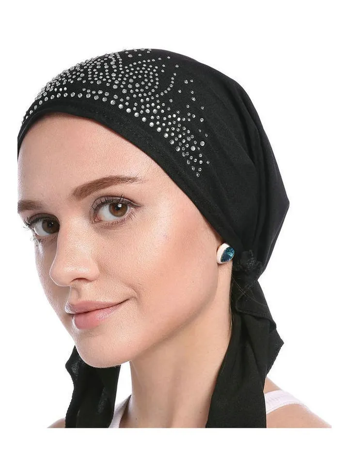 Diamond Headband Muslim Scarf Black