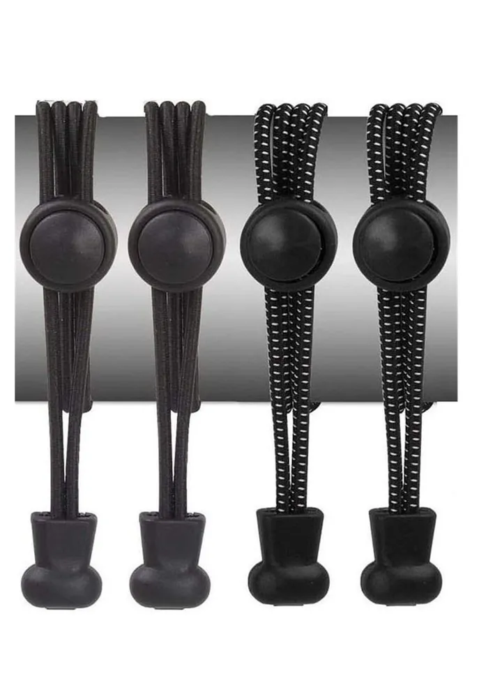 2 Pairs Elastic Shoe Laces No Tie Elastic Shoelaces with Lock Device Adjustable Tieless