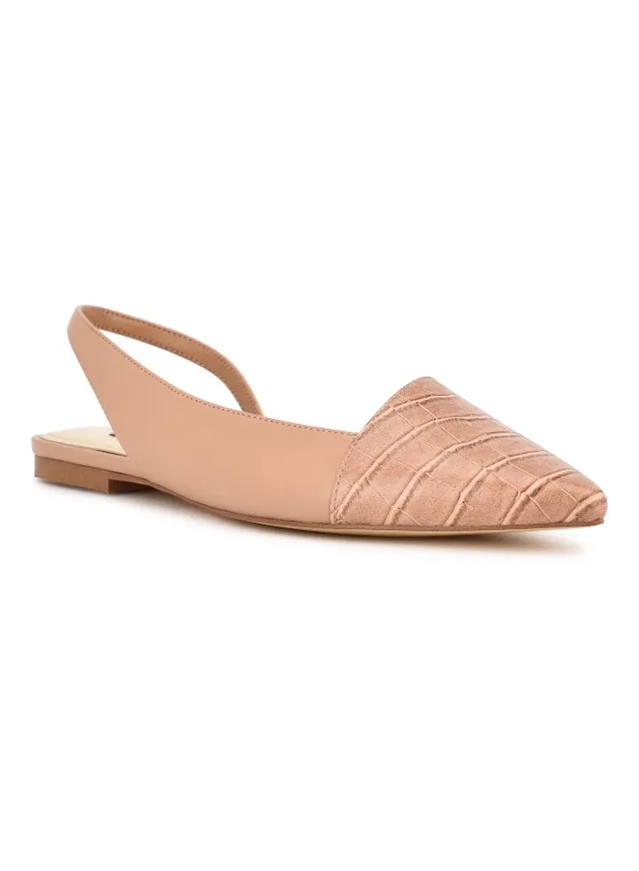 Pointed Toe Slingback Flat Mules Beige
