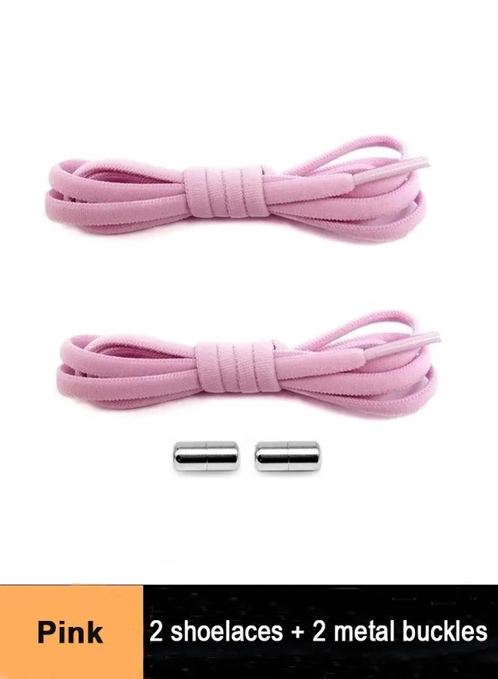 1Pairs No Tie Shoe Laces Tieless Elastic Shoe Laces with Shoelaces Lock Connector, No Tie Shoelaces Pink
