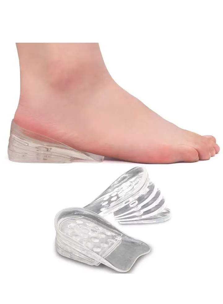 Height Increase Insoles, Adjustable 5-Layer Gel Height Increase Heel Insoles, Silicone Heel Cushion Inserts for Men and Women, Gel Heel Lift Inserts for Leg Length Discrepancy, Invisible Shoe Inserts