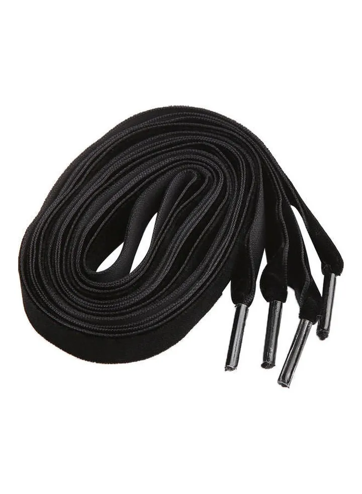 Women Flat Velvet Ribbon Shoelaces Hiking Walking Dance Leather Shoes Laces Black