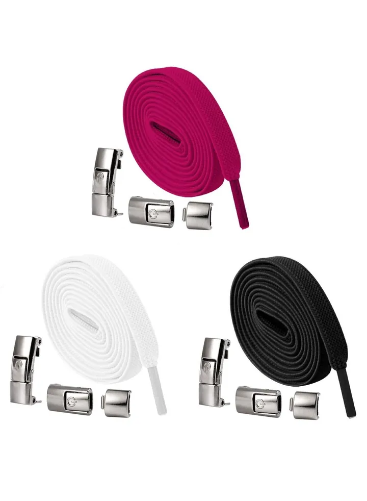 3 Pairs of Sports Shoelaces Press Lock Shoelaces No Tie Shoe Laces Elastic Laces