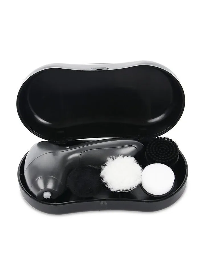 Shoe Buffer Kit Electric Shoe Polisher Brush Shoe Shiner Dust Cleaner Portable Wireless Leather Care Kit for Shoes, Bags, Sofa (Black)