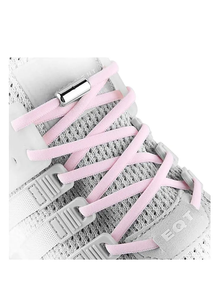 2 Pairs Elastic No Tie Shoe Laces For Adults Kids Elderly Elastic Shoe Laces Pink