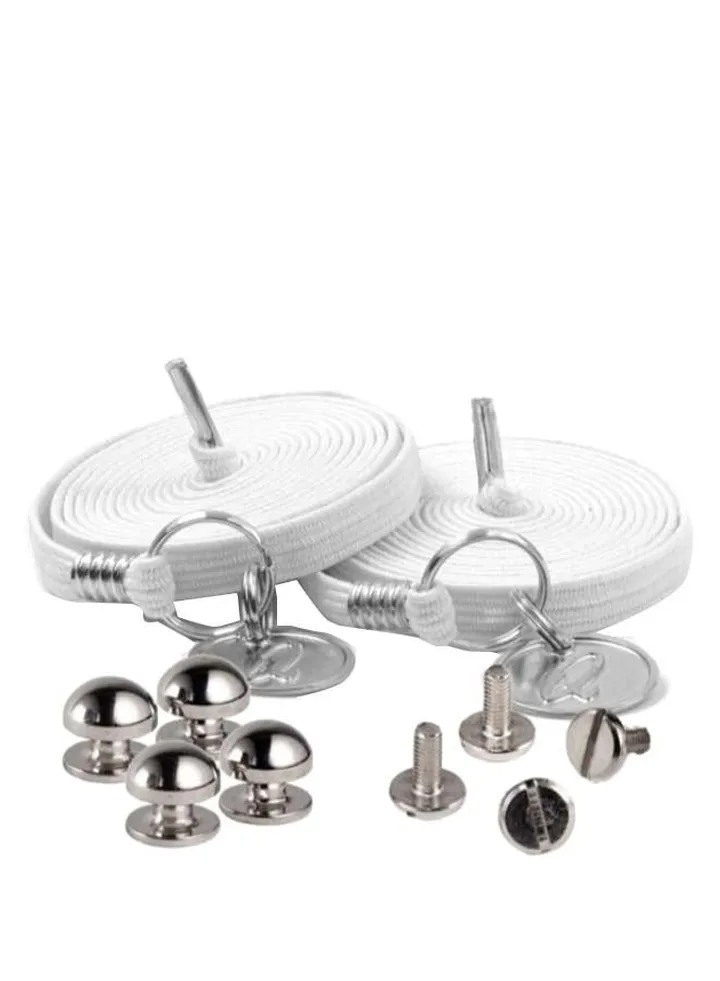 Pair Of No Tie Time-Saving Shoe Strings White/Silver