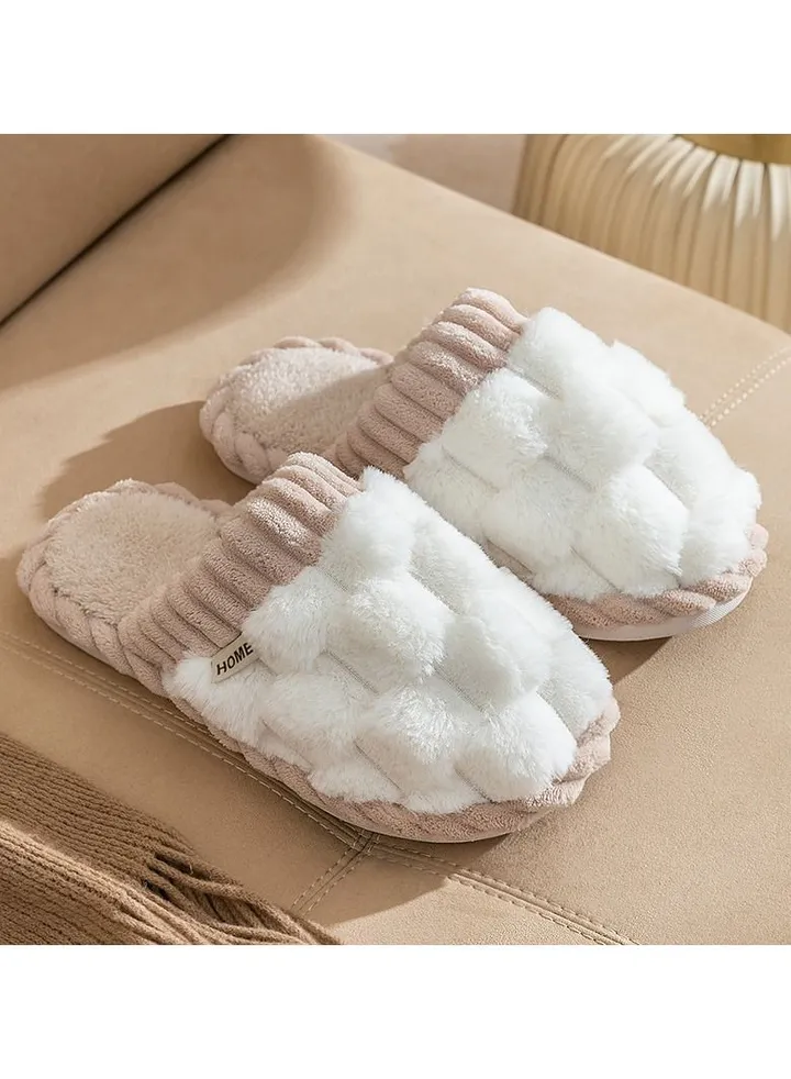 Winter Home Cotton Slippers Indoor Antiskid Warm Plush Bedroom Slippers