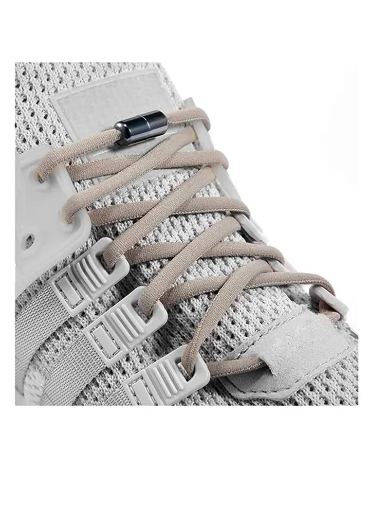 2 Pairs Elastic No Tie Shoe Laces For Adults Kids Elderly Elastic Shoe Laces Grey