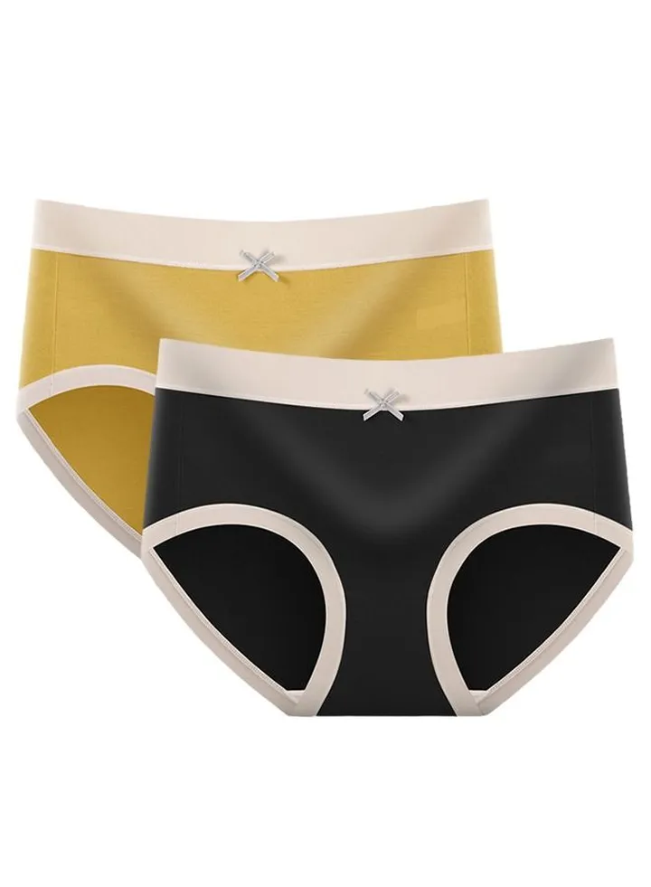 2 Pcs Fashion Women Panties Breathable Satin Traceless Briefs Thin Ice Silk Female Underwear