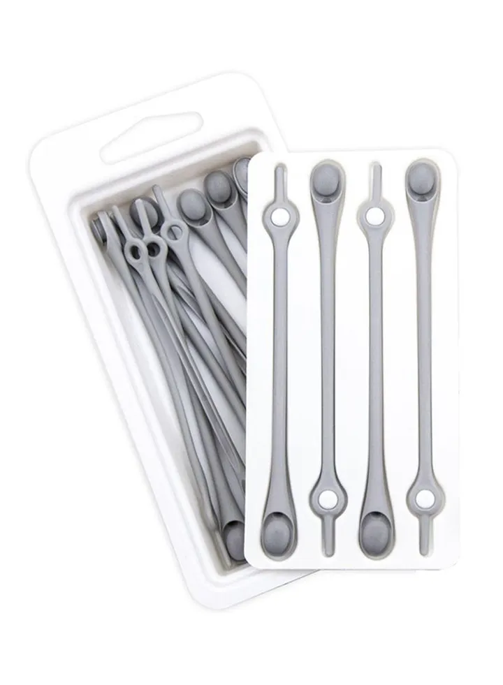 14-Pieces Elastic Shoe Laces Grey