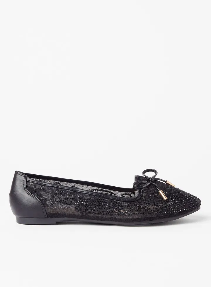 Bow Detailed Ballerina Black