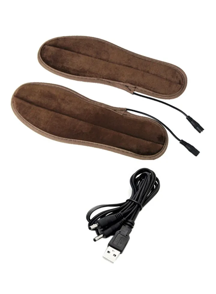 USB Electric Powered Heated Insoles for Shoes Brown