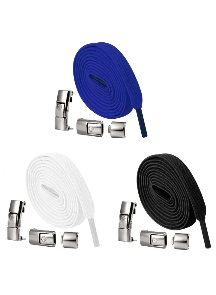 3 Pairs of Sports Shoelaces Press Lock Shoelaces No Tie Shoe Laces Elastic Laces