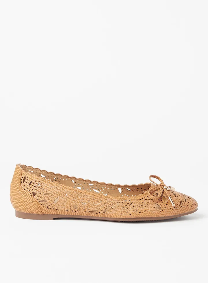 Bow Detailed Ballerina Brown