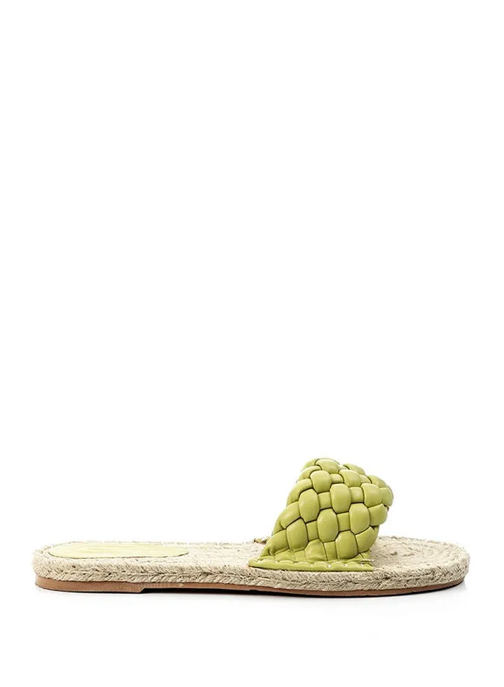 Braided Open Toe Straw Slipper