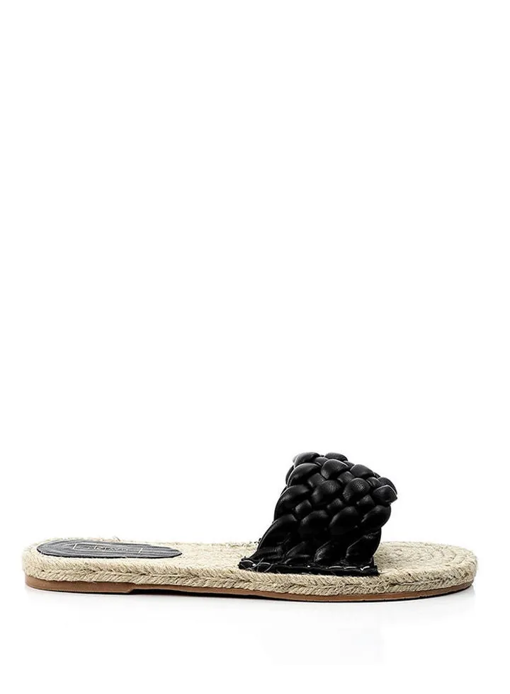 Braided Open Toe Straw Slipper