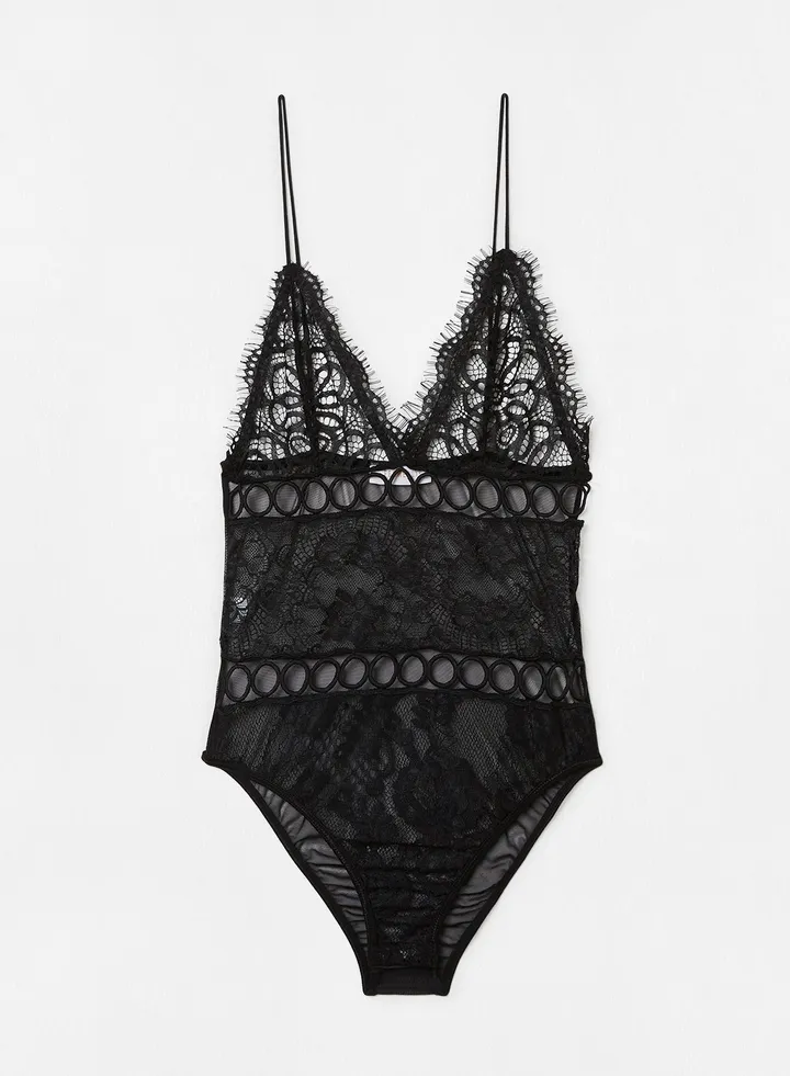 Emily Lace Bodysuit Black