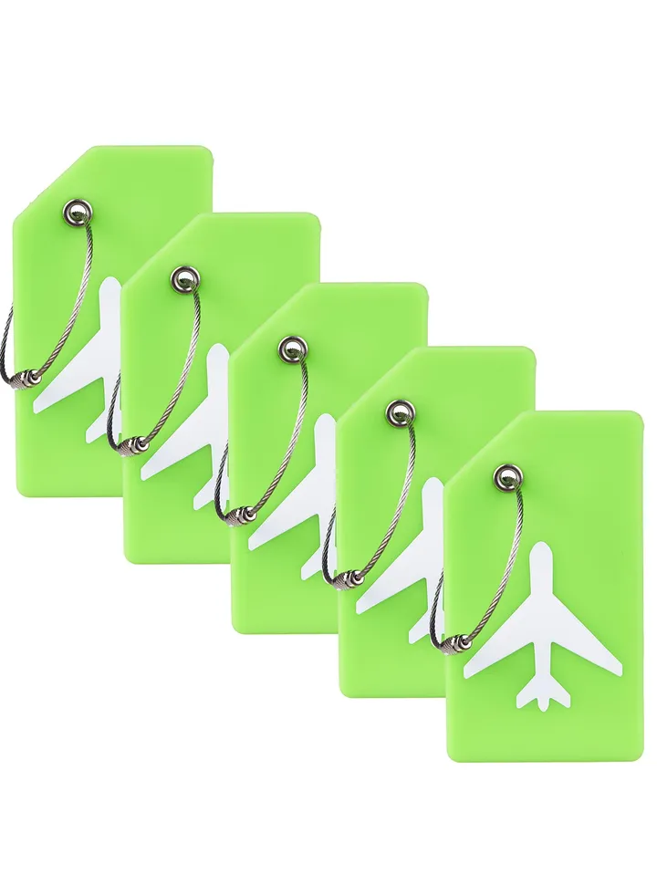 5 Pack Silicone Luggage Tag, With Name ID Card Quickly Spot Suitcase, Anti-lost Green