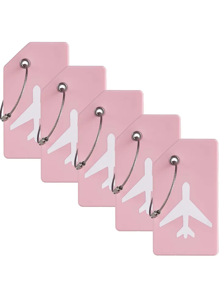 5 Pack Silicone Luggage Tag, With Name ID Card Quickly Spot Luggage Suitcase, Anti-lost Tag, Pink