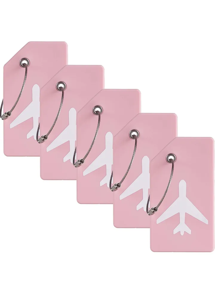 5 Pack Silicone Luggage Tag, With Name ID Card Quickly Spot Luggage Suitcase, Anti-lost Tag, Pink