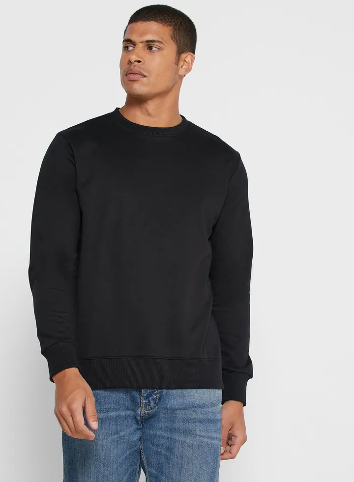 Classic Design Long Sleeve Sweatshirt Black