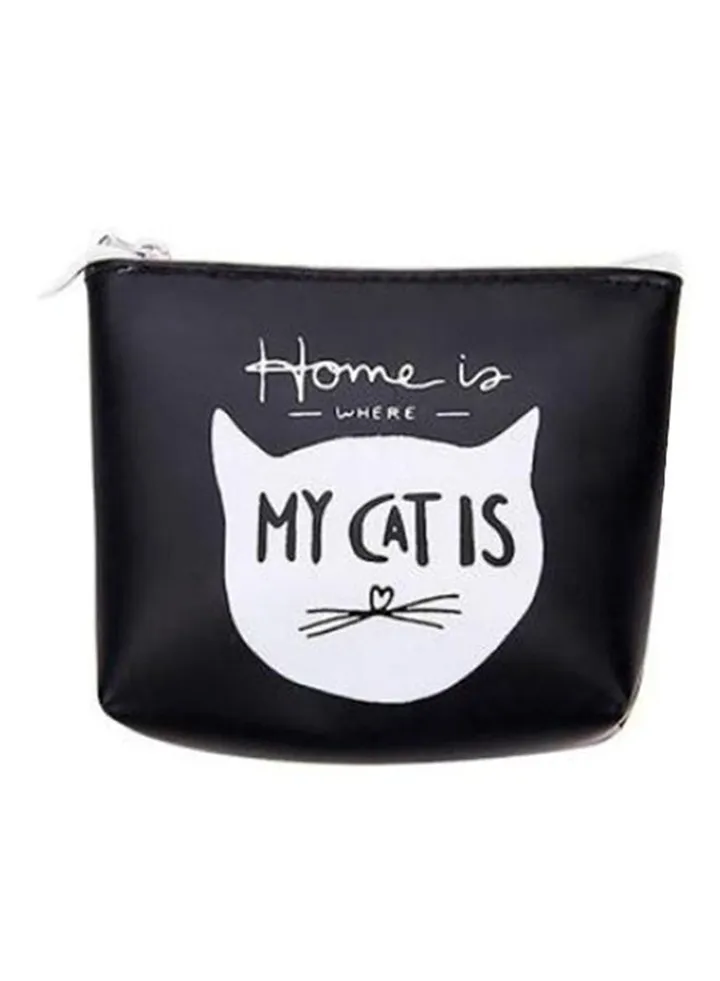 Animal Printed Pouch Wallet Black/White