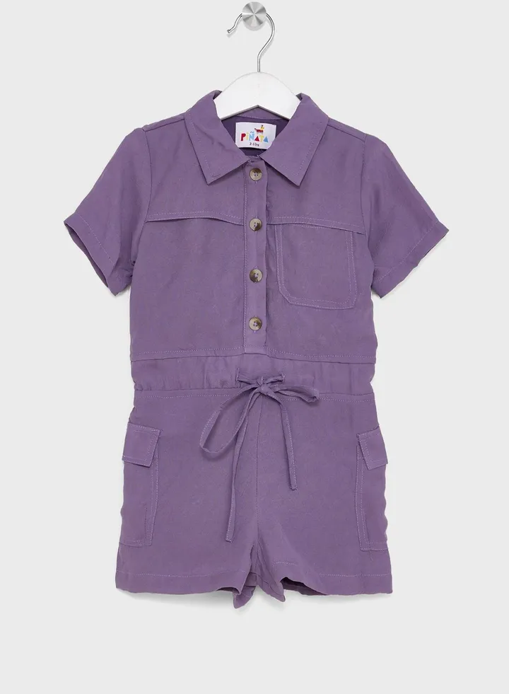 Girls Solid Playsuit