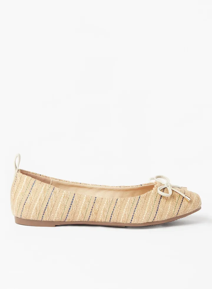 Bow Detailed Ballerina Beige