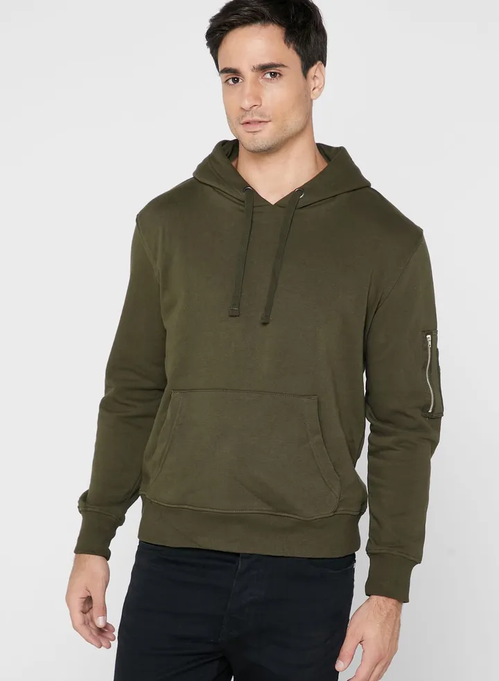 Patch Pocket Hoodie Green