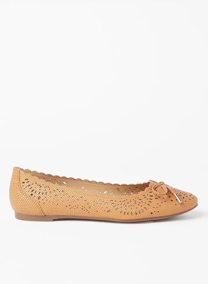 Bow Detailed Ballerina Brown