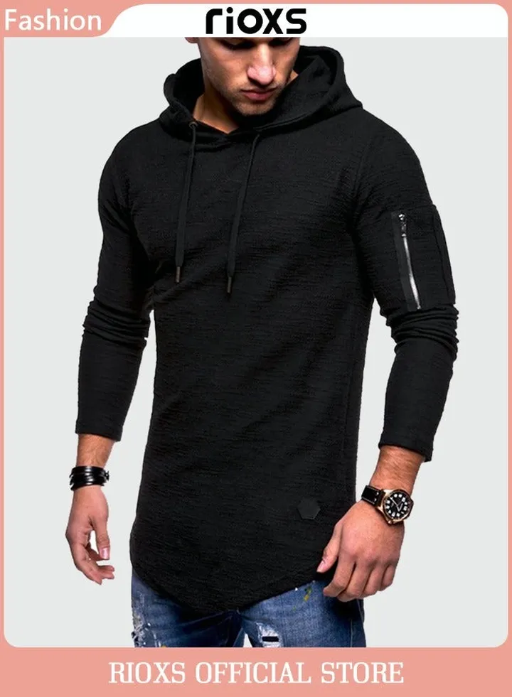 Mens Sport Hoodie Long Sleeve Hooded Sweatshirt Slim Fit Hooded Top