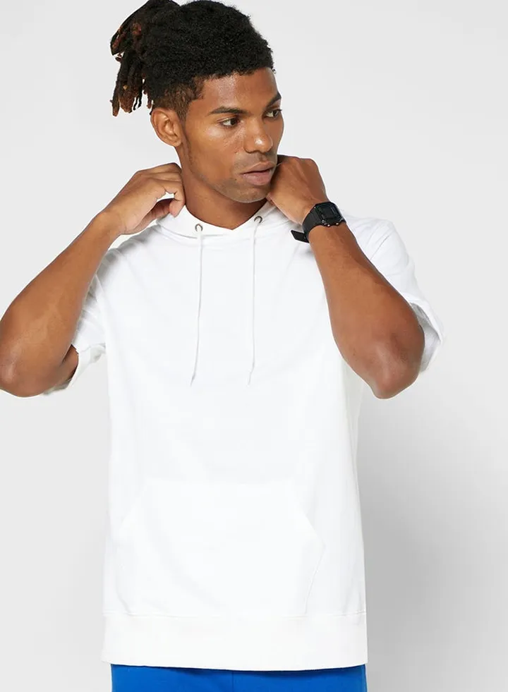 Pocket Detail Casual Hoodie White