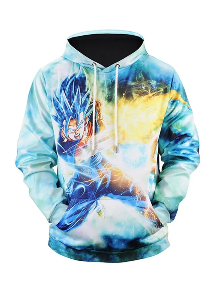 3D Dragon Ball Z Printed Hoodie Blue/Yellow/White