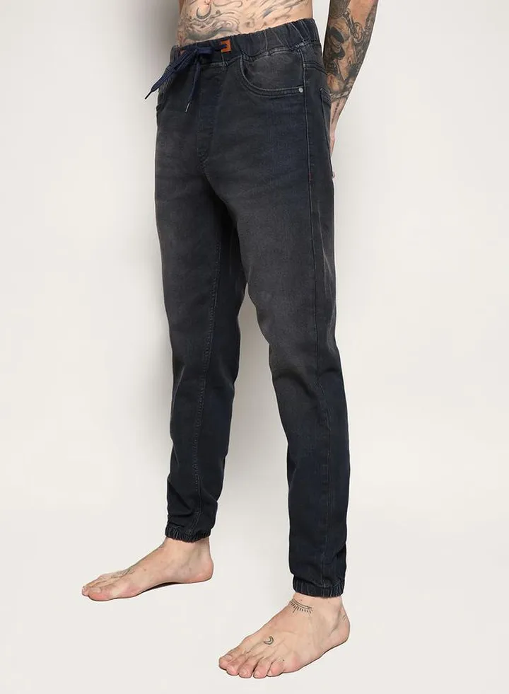 Cinched Hem Jeans with Drawstring