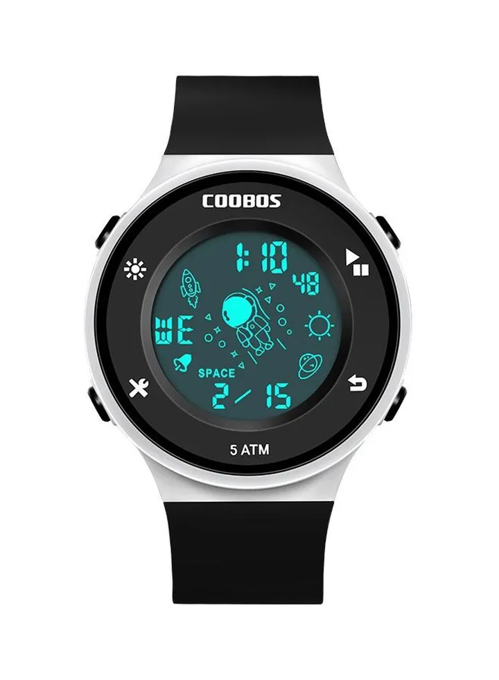 Kids Water Resistant Rubber Digital Watch Black/White