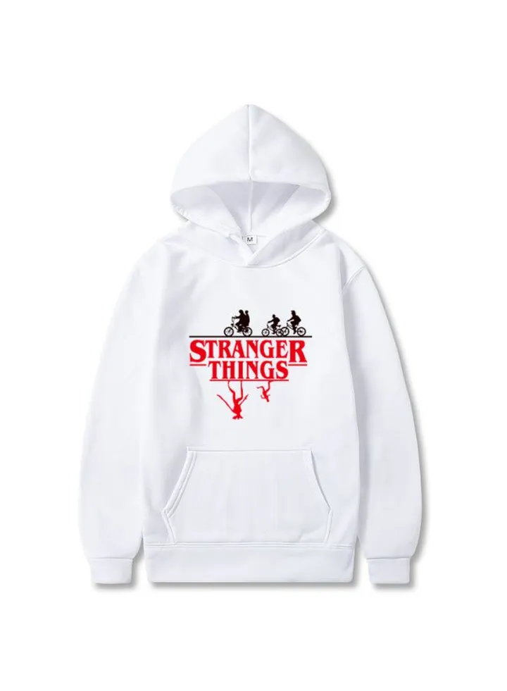 Stranger Things Printed Hoodie White