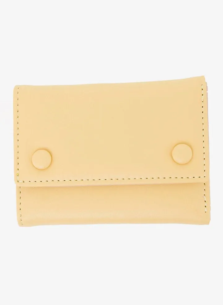 Bi Fold Pu Casual Womens Square Wallet Beige