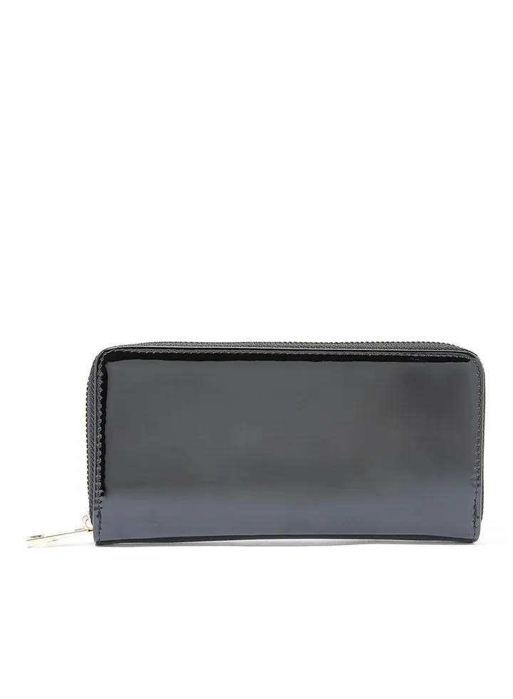 Glossy Long Wallet Black