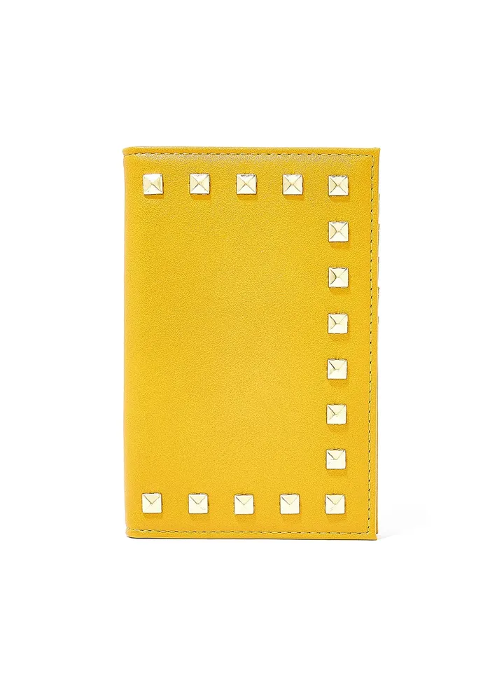 Studded Bifold Long Wallet Yellow