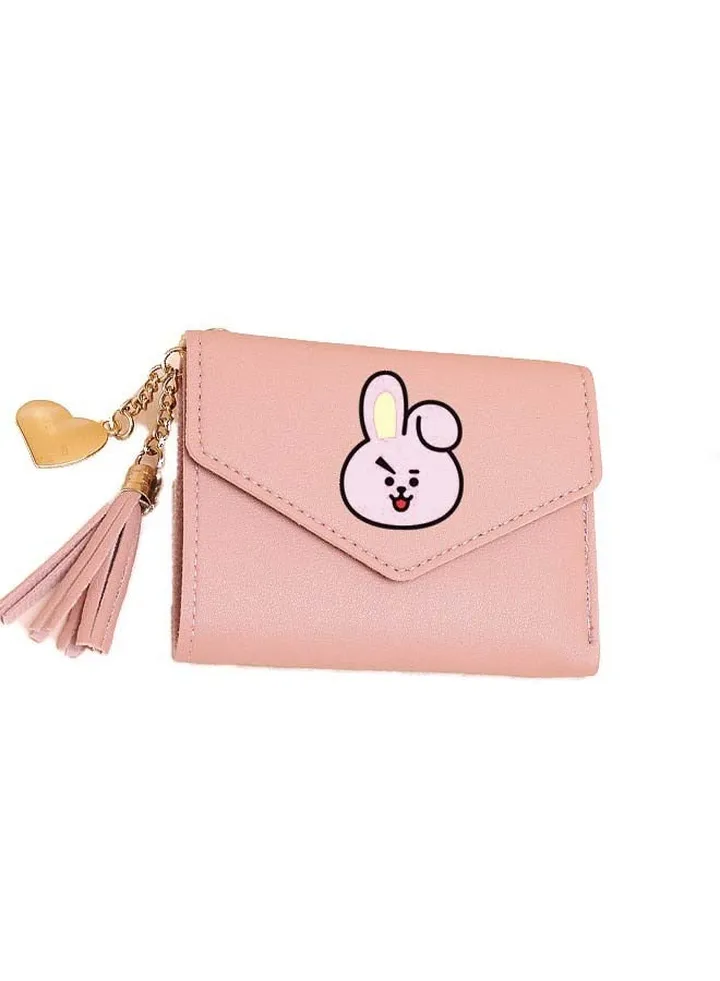 BTS Leather Purse Wallet Pink