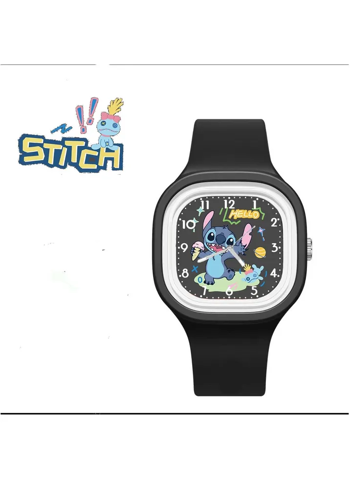 Stitch Cartoon Skin Feel Silicone High Quality Watch Black