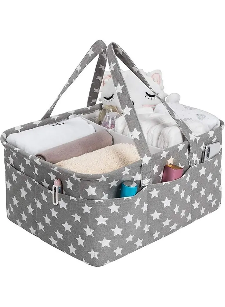 Baby Diaper Caddy Large Collapsible Nursery Organizer Storage Basket for Boy Girl Portable Holder Tote Bag for Changing Table Car Travel Newborn Must Haves stars