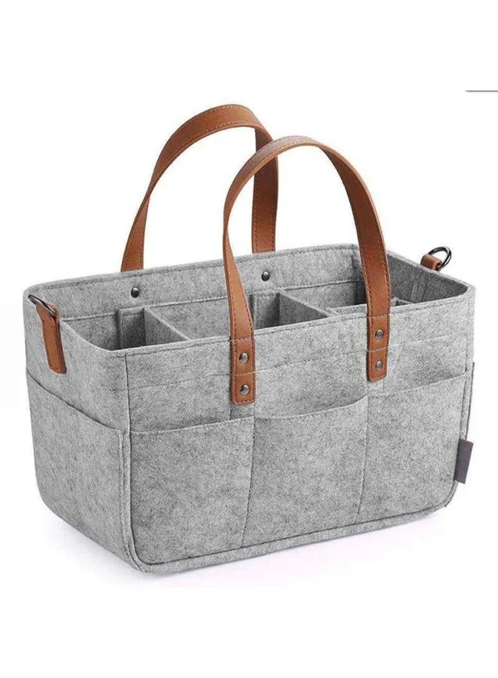 Baby Diaper Caddy Bag With Leather Handle