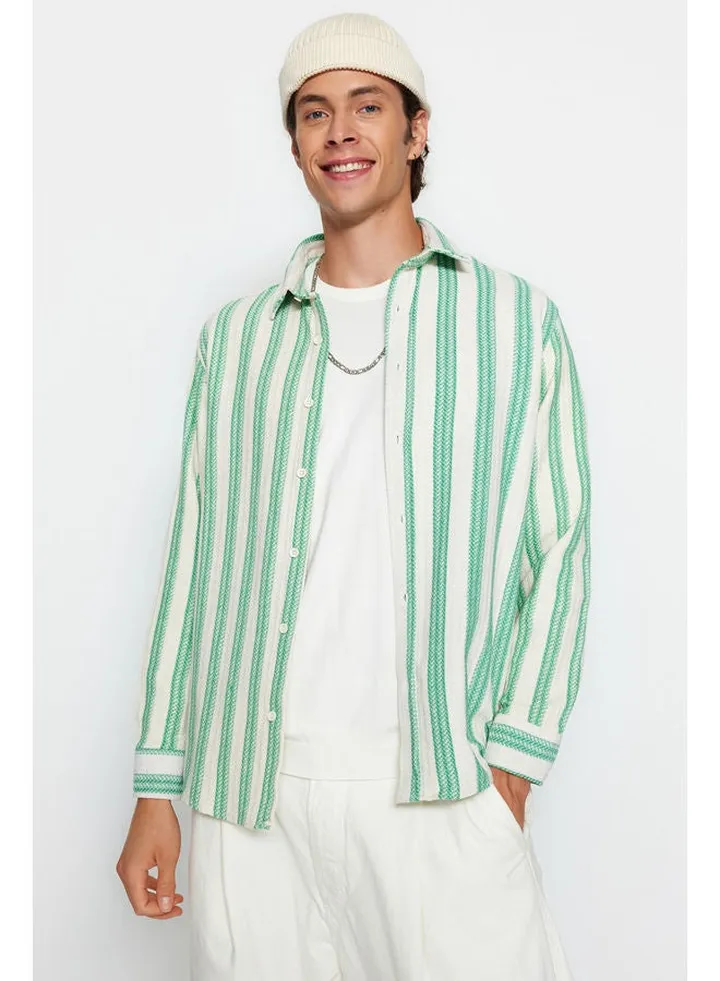 Man Shirt White-Green