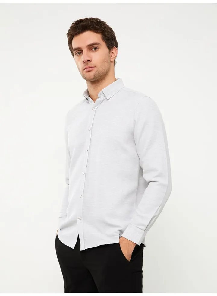 Slim Fit Long Sleeve Dobby Weave Men's Shirt